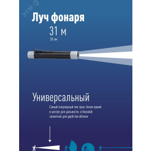 Фонарь ручной 0.5ВтLED 1xAAА корпус алюминий зажим для крепления KOS107B