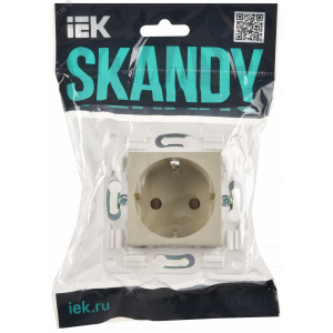 SKANDY Розетка с заземлением без защитных шторок 16А SK-R05B бежевый IEK SK-R11-16-K10