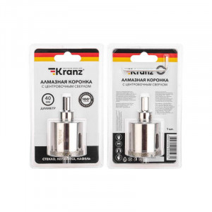 Коронка алмазная 40 мм по керамограниту с центровочным сверлом KR-92-0012