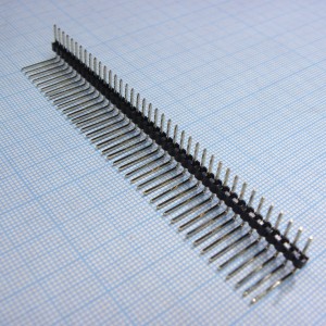 DS1022-1X40RUF13-B, Соединитель штыревой, вилка на плату однорядная угловая, 40pin(1x40), шаг 2.54мм (A=6.00mm, B=11.40mm, C=5.64mm), тип - U