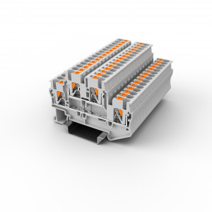 Этажная клемма UPT-2.5/2-GY, Этажная клемма, 2 этажа, тип фиксации провода: Push-in, номинальное сечение: 2,5 мм кв., 22A, 500V, ширина: 5,2 мм, цвет: серый, тип монтажа: DIN35