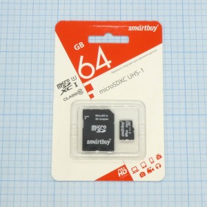 Карта памяти MicroSDXC 64GB 10 класс, Карта памяти MicroSDXC 64GB 10 класс