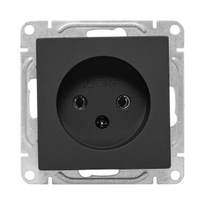 Механизм розетки, 16А, без заземления, без шторок, ч-рный Эпика EKF UP1-SOB-100