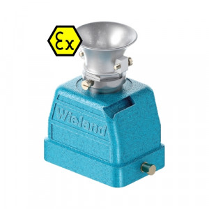 Крышка разъема Ex EX GOT GI 6 M25 09IA Z3, Крышка разъема на кабель, типоразмер 6B, взрывозащита, без уплотнителя, 1 кабельный ввод M25x1,5, с разгрузкой на изгиб, IP54, с верхним расположением, без защелки (упоры под одну защелку), материал корпуса: цинковый сплав