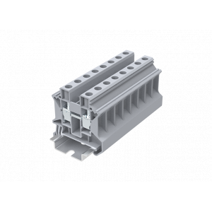 Проходная клемма TU10-2-GY, Проходная клемма, тип фиксации провода: винтовой, номинальное сечение: 10 мм кв., 57A, 1000V, ширина: 10,2 мм, цвет: серый, тип монтажа: DIN35