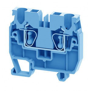 Проходная клемма (MINI) CXM2.5BU, Проходная клемма, MINI, верхний подвод кабеля, 2 точки подключения, тип фиксации провода: пружинный, номинальное сечение: 2,5 мм кв., 24A, 1000V, ширина: 5 мм, цвет: синий, тип монтажа: DIN15