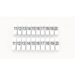 ZB3.5-10P-19-02Z(H), Маркировочные шильдики для клемм DS…, сечением 1,5 мм кв., центральная, 10 шильдиков нанесенные символы: 11-20, с вертикальным расположением, размер шильдика: 2,95х10,7 мм, цвет белый