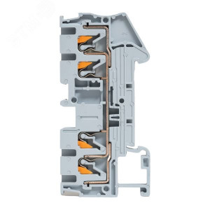 Клеммная колодка пружинная 2,5 Push-in 4 вывода серая