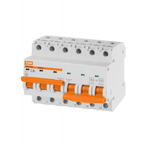 Автоматический выключатель с мех. блок. (байпас) ВА47-29Б 3Р+3Р 6А 4,5кА х-ка C SQ0206-0416