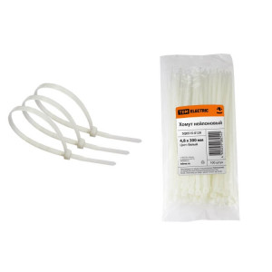 Хомут 4,8х300мм нейлон (белый) (100шт) SQ0515-0129
