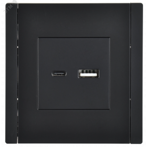 FORTE&PIANO Розетка USB A+C 3,1А FP150 черный IEK FP-U22-D31-K02
