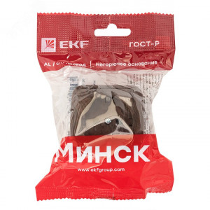 Розетка 1-местная ОП Минск 16А с заземлением тёмное дерево EGR16-028-40