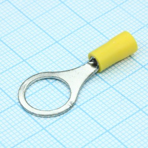 RV1.25-10  Yellow, наконечник кабельный кольцевой с изоляцией d=10.5мм, сеч. пров.0.5-1.5мм2