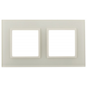 Рамка для розеток и выключателей Elegance 14-5102-02 на 2 поста, стекло, Elegance, слоновая кость+слоновая кость Б0059169