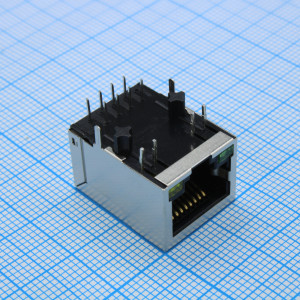 LPJ0011FBNL, Разъем RJ-45 (розетка) угловой c индикацией на плату