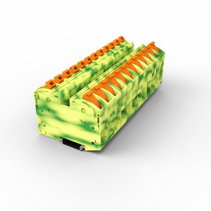 Заземляющая клемма UPT-35PE, Заземляющая клемма, тип фиксации провода: Push-in, номинальное сечение: 35 мм кв., 1000V, ширина: 16,2 мм, цвет: желто-зеленый, тип монтажа: DIN35