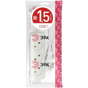 Удлинитель 3х1.5м без заземл. 10А IP20 U-3-1.5m-2х1 ПВС 2х1 Б0028354