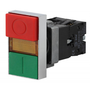 Кнопка управления LAY5-BW8465 "I-O" сдвоенная с подсветкой (20/200/3200) Б0045628