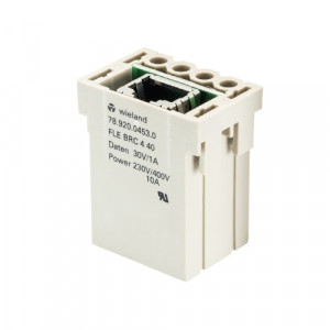 Розеточная контактная вставка FLE BRC 4 40, Розеточная контактная вставка, обжимная фиксация, RJ45+4 контакта, типоразмер FLEX, 400/30V, 10/1A, (обжимные контакты поставляются отдельно)