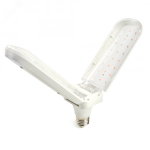 Лампа светодиодная LED 20вт Е27 для растений и рассады 2 лепестка трансформер 48443