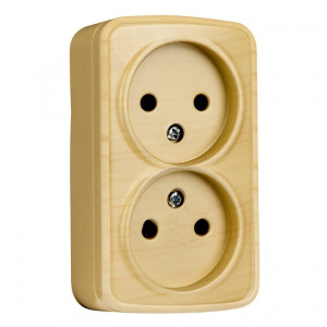 Розетка 2-местная ОП Минск 10А без заземления светлое дерево EGR10-102-30