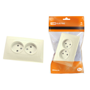 Розетка двойная 2П 10А 250В с защ. шт. сл. кость "Лама" SQ1815-0112