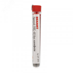 Припой ПОС-40   1.0мм  10гр. колба, Припой проволочный без канифоли REXANT (олово 40%, свинец 60%), колба