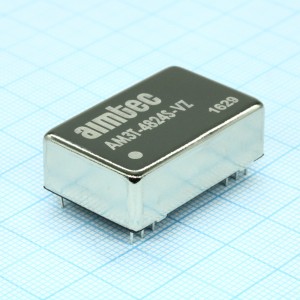 AM3T-4824S-VZ, DC/DC, 3Вт, вход 36…72В, выход 24В/0.125А, изоляция 1500В DC, КПД 80%, максимальная емкостная нагрузка не более 220мкФ, DIP24, 31.75x20.32x10.16мм, -40…85°C, металл
