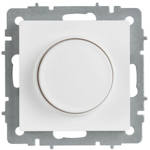 BRITE Светорегулятор поворотно-нажимной 600Вт СС10-1-0-БрАБ арктический белый IEK BR-D20-0600-K91