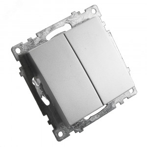 Выключатель 2-клавишный (механизм) 250В, 10А, серия Катрин, серебро 39578