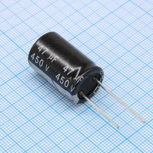 KM470M2WBKJ1625EBK, Конденсатор алюминиевый электролитический 47мкФ 450В ±20% (16х25мм) радиальный 7.5мм 265мА 2000часов 105°C