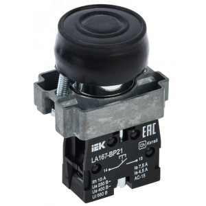 Кнопка LA167-BP21 d=22мм 1з черная BBT20-BP21-1-22-67-K02