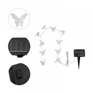 Каскад Полет бабочки LED 3 м с выносной солнечной панелью и аккумулятором, холодное белое свечение 602-269