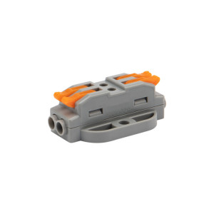 Клемма СМК 222-422P проходная 2 полюса, с монтажной площадкой (0,08-4 мм2), серая  07-6262