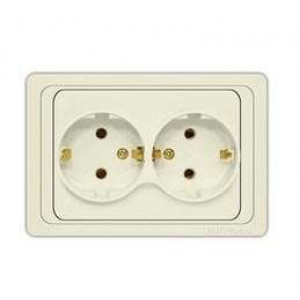 Розетка 2-м СП Валери 16А с заземл. сл. кость Б-В0128