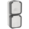 Розетка 2-м ОП TORS 16А IP55 TS232 вертик. с заземл. с крышкой бел. TS-R26-16-55-V-K41
