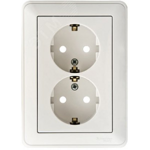 Розетка 2-м СП W59 16А IP20 с заземл. защ. шторки в сборе бел. SE RS16-255-18