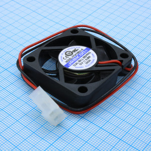 KF0410B5H-R, Вентилятор 5В DC, 6000об/мин., 0.169м3/мин, 40х40х10мм, подшипник качения, тип вывода: провод с разъемом