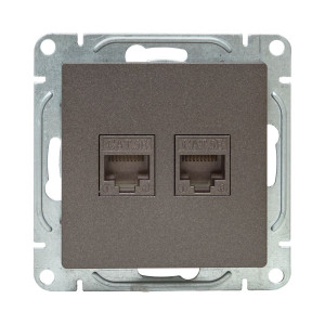 Механизм розетки RJ45 - 2шт, (cat5), мокко Эпика EKF UP1-SOM-2RJ45-5