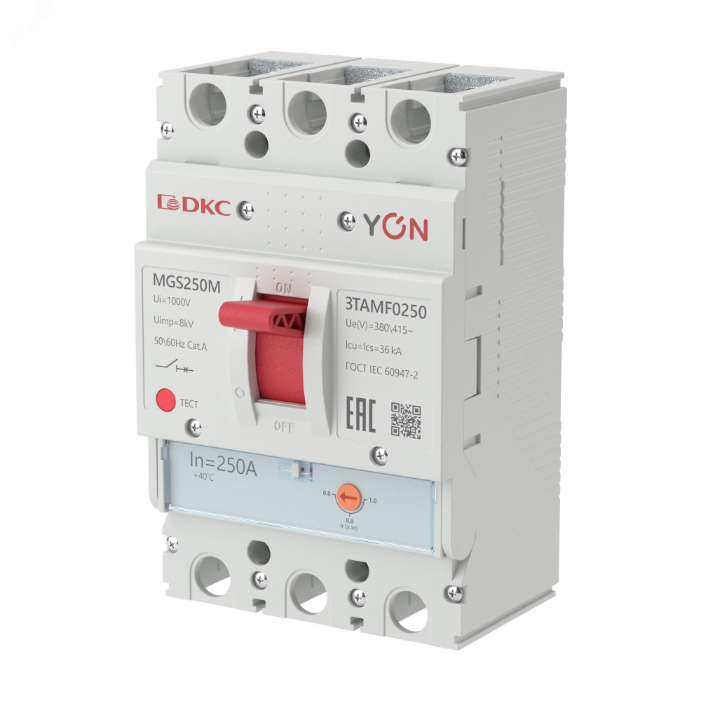 Изображение товара Автоматический выключатель MGS250 3P 250А 25kA YON Модель MGS250M-3TAMF0250