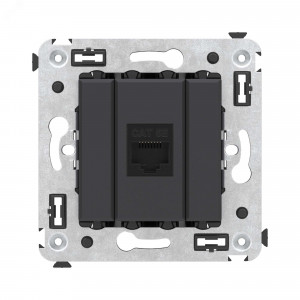 Розетка компьютерная 1-м СП Avanti "Черный матовый" RJ45 кат.5E без шторок механизм 4412663