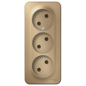 Розетка 3-м ОП Blanca 16А IP20 250В без заземл. без защ. шторок с изолир. пластиной титан SE BLNRA000314