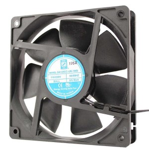 OA125EC-UR-1WB, Вентиляторы с электронной коммутацией Electronically Commutated (EC) Fan, Universal Voltage, 120x25mm, 110/220VAC, 80CFM, 2.8W, 49dBA, 3000RPM, 0.21 Inches Max. Static Pressure, Dual Ball Bearing, Lead Wires