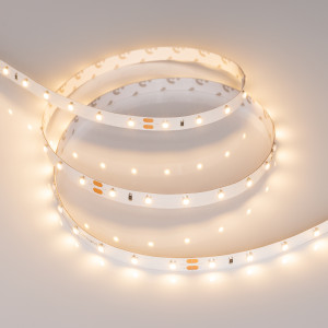 Лента RT 2-5000 24V Warm2700 (2835, 80 LED/m, LUX) 024514, Лента LUX, светодиоды smd 2835, 80шт/м (400шт на 5м). Эффективность 150 лм/Вт, белая плата 8мм, скотч 3М. Цвет ТЁПЛЫЙ 2600-2800K. Угол 120°, цветопередача CRI>85. Питание 24V, мощность 6 Вт/м (30 Вт на 5м). Размеры 5000х8х1.5мм. Мин.отрезок 100мм, 8 свето