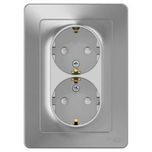 Розетка 2-м СП Blanca 16А IP20 250В с заземл. защ. шторки алюм. SE BLNRS001123