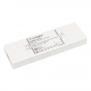 Блок питания ARV-SP-24036-FLAT-PFC (24V, 1.5A, 36W) 033260, Источник напряжения с гальванической развязкой для светодиодных изделий. Входное напряжение 220-240 VAC. Выходные параметры: 24 В, 1.5 А, 36 Вт. Встроенный PFC >0.92. Сверхтонкий пластиковый корпус IP20. Габаритные размеры длина 170 мм, ширина 57 мм, высо