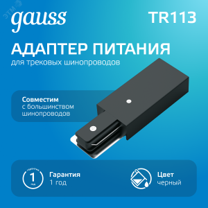 Адаптер питания для подключения трековых шинопроводов к сети черный 1/50 TR113