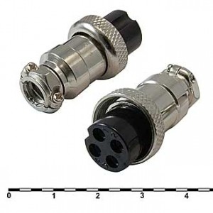 GX16M-4A, Разъём цилиндрический малогабаритный GX16M-4A, 4 контакта