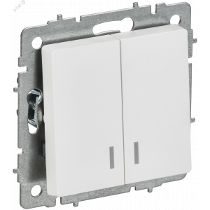 BRITE Выключатель 2-клавишный с индикацией 10А ВС10-2-1-БрАБ арктический белый IEK BR-V20-1-10-K91