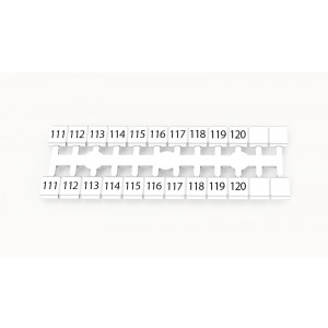 Маркировка (в кассетах) ZK5-24P-19-22Z(H), Кассета с маркировочными шильдиками, для клемм сечением 2,5 мм.кв., боковая, 24 шильдика, нанесенные символы: 111...120 + 2 чист, 2 ряда с вертикальным расположением, размер шильдика: 4,6 х 5 мм, цвет: белый